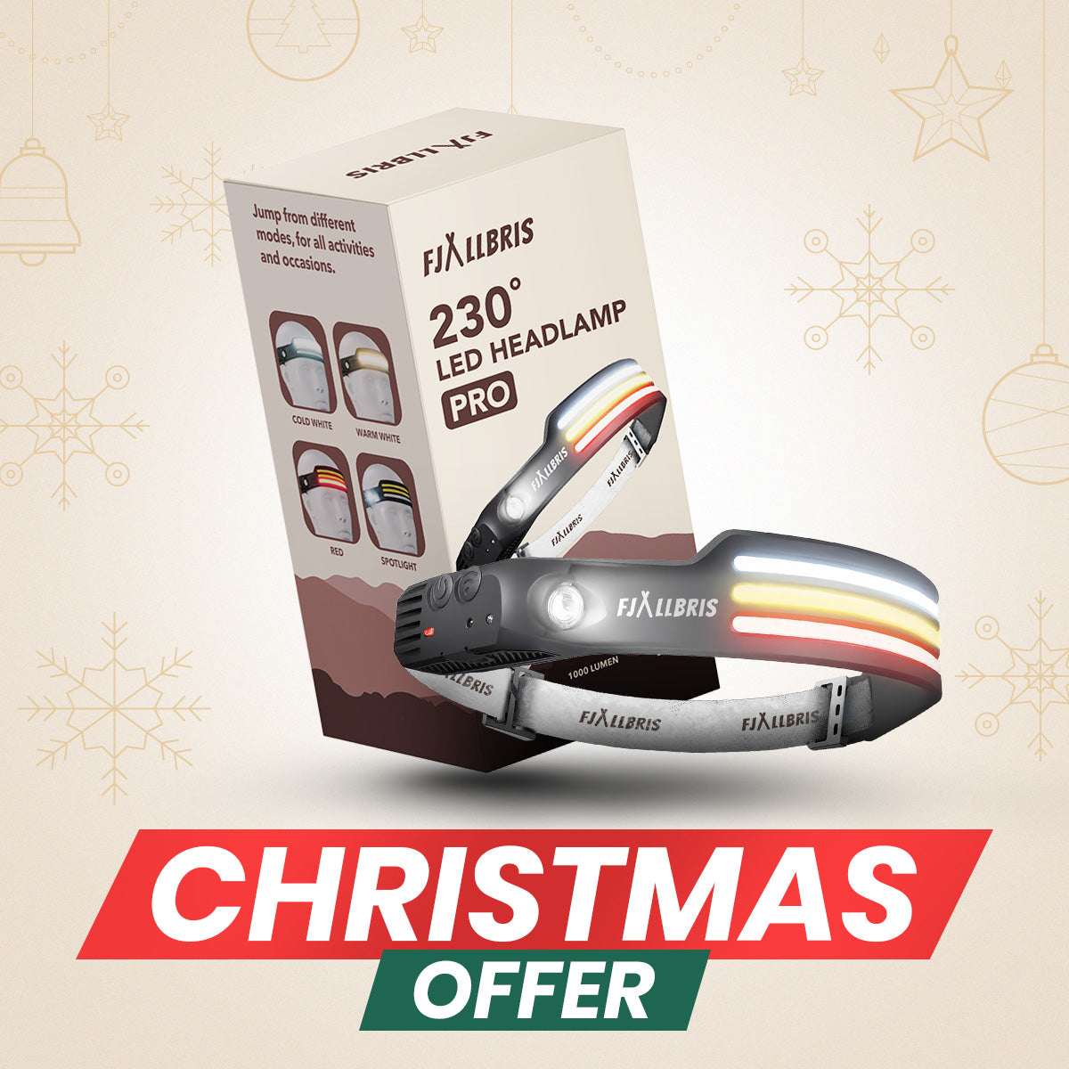 Fjällbris 1000lm LED 230° Lámpara Frontal PRO 2.0